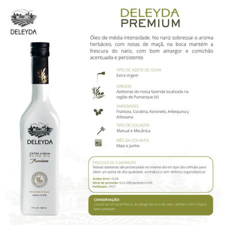 Imagem de Azeite Extra Virgem Deleyda Chile Premium Acidez 0,2% 500ml
