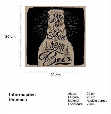 Imagem de Azulejo 20x20 Bebidas Preto E Branco Cervejas Área Gourmet