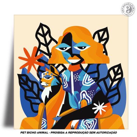 Imagem de Azulejo Decorativo - Mulher e Gato no Abstracionismo