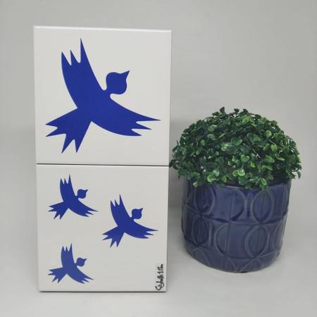 Imagem de Azulejo Duplo Personalizado Elizabeth Titon 30 x 15 cm -Pássaro Azul