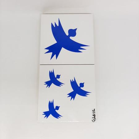 Imagem de Azulejo Duplo Personalizado Elizabeth Titon 30 x 15 cm -Pássaro Azul