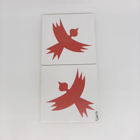 Imagem de Azulejo  Duplo Personalizado Elizabeth Titon 30 x 15 cm - Pássaro Vermelho
