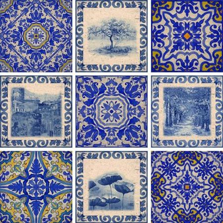 Imagem de Azulejos Decorativos Linha Portuguesa Kit 18 Peças 15x15cm.