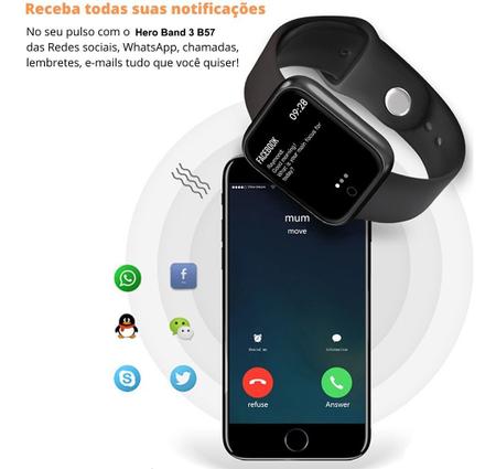 Relógio Smartwatch B57 Hero Band - utiliza App WearFit2 - JJb - Smartwatch  e Acessórios - Magazine Luiza