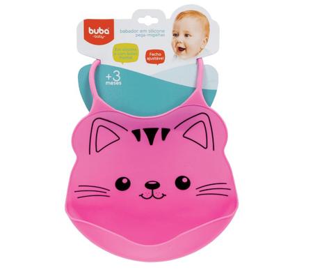 Babador Cata Migalhas Silicone Impermeável Buba 3m+ Rosa Imagem de Babador Cata Migalhas Silicone Impermeável Buba 3m+ Rosa