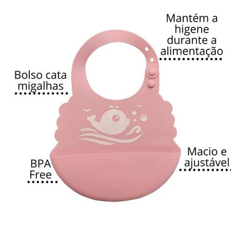 Imagem de Babador De Silicone Cata Pega Migalhas Impermeavel Bebê Blw