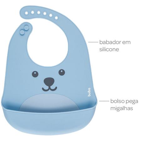 Babador de Silicone Com Pega Migalhas Gumy Azul Buba Imagem de Babador de Silicone Com Pega Migalhas Gumy Azul Buba