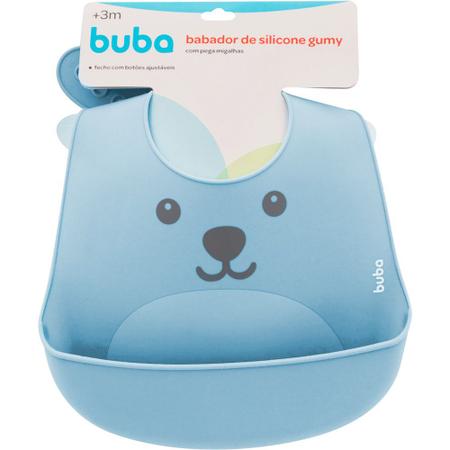 Babador de Silicone Com Pega Migalhas Gumy Azul Buba Imagem de Babador de Silicone Com Pega Migalhas Gumy Azul Buba