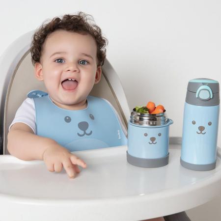 Babador de Silicone Com Pega Migalhas Gumy Azul Buba Imagem de Babador de Silicone Com Pega Migalhas Gumy Azul Buba