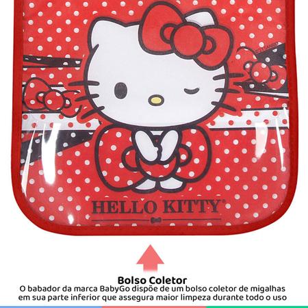 Imagem de Babador Infantil Para Bebê Com Bolso Coletor De Migalhas e Botão Hello Kitty BabyGo