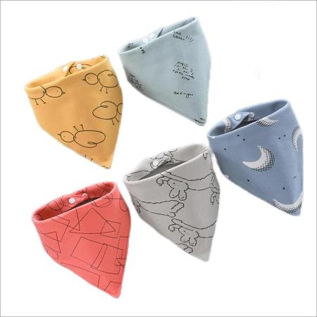 Imagem de Babadores Bandana de Algodão - 5 Peças Absorventes e à Prova d'Água para Bebês