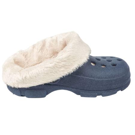 Imagem de Babuche Clog Cross Infantil com Pelo - Azul Marinho