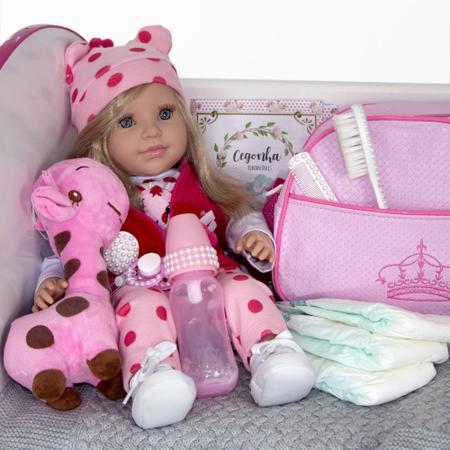 Boneca Bebe Reborn Pano Loira Girafinha Girafa Menina Luxo - Chic