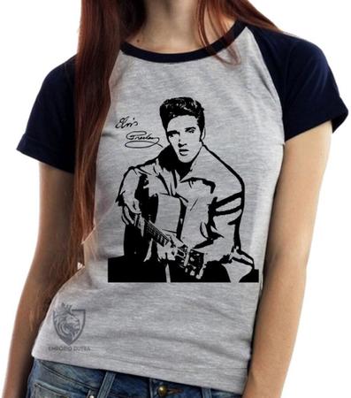 Imagem de Baby Look Blusa Feminina ou Camiseta Unissex  Elvis Presley guitar