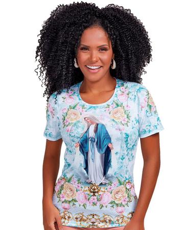 Baby Look Feminina estampa Nossa Senhora das Gra as Gola O gape