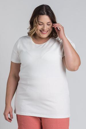 Imagem de Baby Look Feminina Plus Size Decote Redondo Manga Curta - Serena