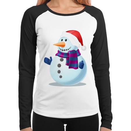 Imagem de Baby Look Raglan Boneco de neve Manga Longa - Foca na Moda