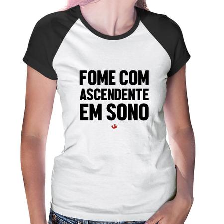 Imagem de Baby Look Raglan Fome com ascendente em sono - Foca na Moda