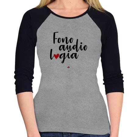 Imagem de Baby Look Raglan Fonoaudiologia por amor Manga 3/4 - Foca na Moda