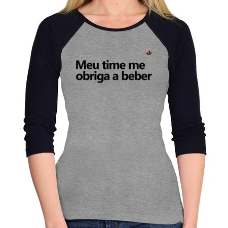 Imagem de Baby Look Raglan Meu time me obriga a beber Manga 3/4 - Foca na Moda