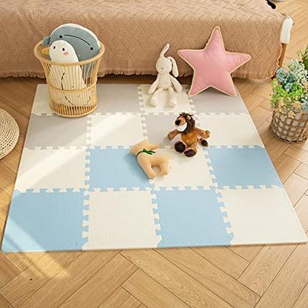 Imagem de Baby Play Mat Puzzle Exercise Play Mat Espuma Pisos Baby Playmat Interlocking Floor Mats Não Tóxicos Impermeável Macio e Grosso (0,4"Espessura) Projetado para Bebês Crianças Protetor de Piso-44 pés