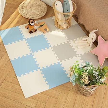 Imagem de Baby Play Mat Puzzle Exercise Play Mat Espuma Pisos Baby Playmat Interlocking Floor Mats Não Tóxicos Impermeável Macio e Grosso (0,4"Espessura) Projetado para Bebês Crianças Protetor de Piso-44 pés