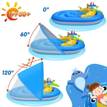 Imagem de Baby Pool Float OleOleToy com proteção solar de dossel UPF50+