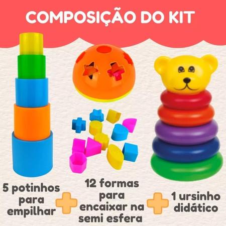 Imagem de Baby ToysSet 3 em 1 Didático Educativo C/ 12 Peças- Pica Pau