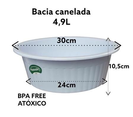 Imagem de BACIA CANELADA REDONDA BRANCA 4,9L 30x10,5x24CM