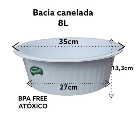 Imagem de BACIA CANELADA REDONDA BRANCA 8L 35x13,3x27CM