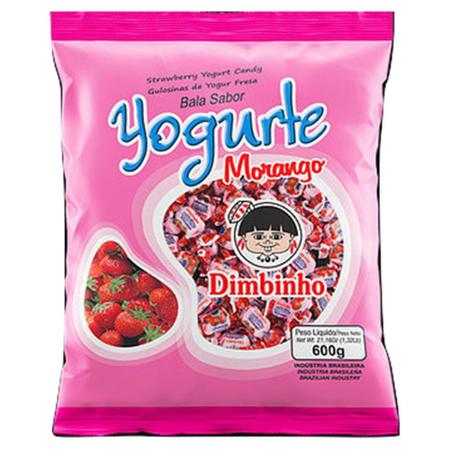 Imagem de Bala Mastigável Yogurte Morango 600g - Dimbinho