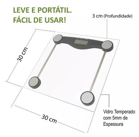 Imagem de Balança Corporal Digital em Vidro Transparente Temperado Para banheiro e Academia Fitness - Alta Precisão Capacidade até 180kg