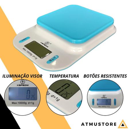 Balança Cozinha Pesar Alimentos Comida Dieta Digital 10kg - KapBom Imagem de Balança Cozinha Pesar Alimentos Comida Dieta Digital 10kg
