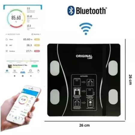 Imagem de Balança De Banheiro Academia Digital Bioimpedância Corporal App Bluetooth