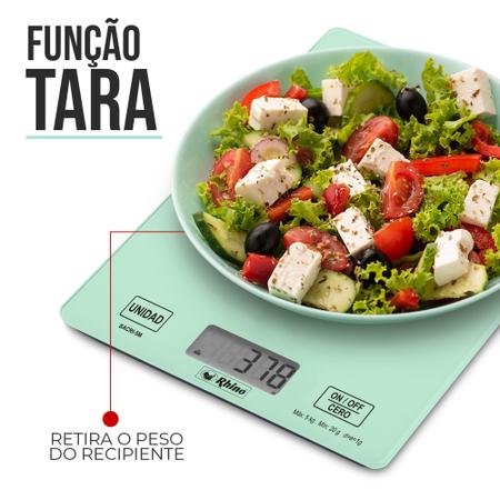 Imagem de Balança de Cozinha Digital Touch RHINO BACRI-5M, 5Kg / 1g, vidro temperado, Função TARA.