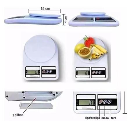 Imagem de Balança de Precisão Cozinha 10Kg Digital com Função TARA - Alimentação Dieta Fitness