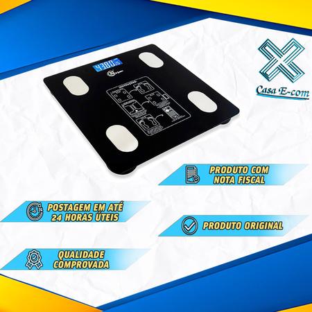 Imagem de Balança Digital 140Kg Bioimpedância Bluetooth Peso Corporal Banheiro Dieta Academia