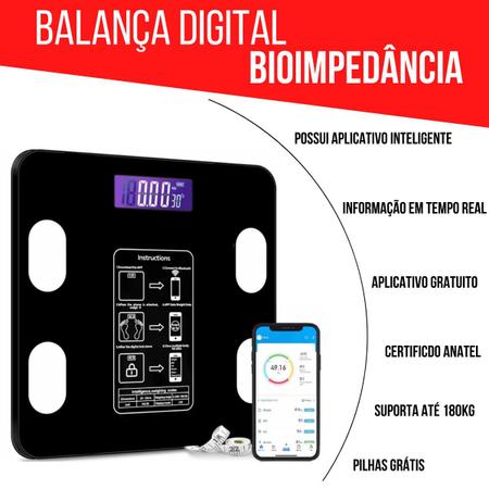 Imagem de Balança Digital Bioimpedância Com Aplicativo Bluetooth 180kg