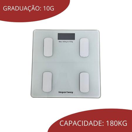 Imagem de Balança Digital Bioimpedância Com App Bluetooth Para Banheiro Academia Corporal Quadrada Até 180kg