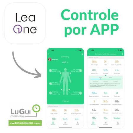 Balança Digital Bioimpedância Controle App Bluetooth 180kg - W-Life Imagem de Balança Digital Bioimpedância Controle App Bluetooth 180kg