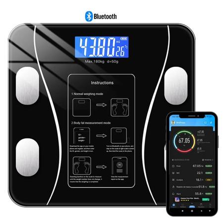 Imagem de Balança Digital Corporal Bioimpedância Aplicativo Bluetooth 140kg