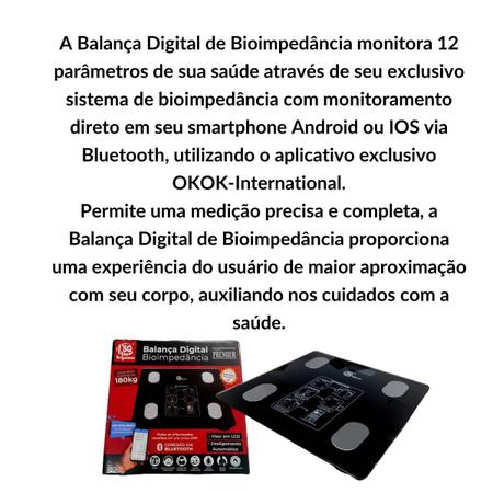 Imagem de Balança Digital Corporal Bioimpedancia Aplicativo Bluetooth Linha Premium Banheiro