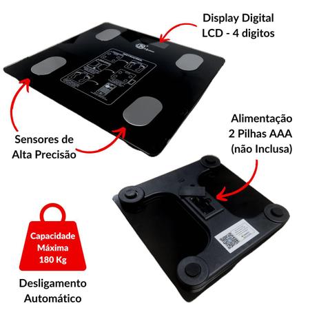 Imagem de Balança Digital Corporal Bioimpedancia Aplicativo Bluetooth Linha Premium Banheiro