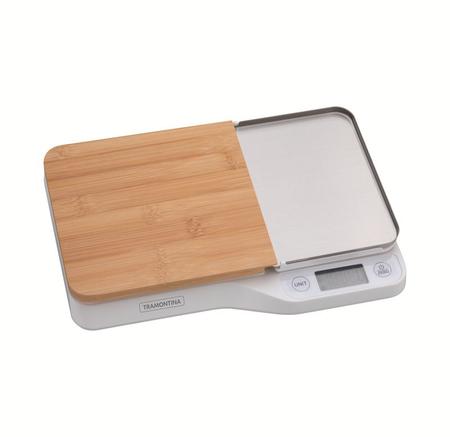 Imagem de Balança Digital em Aço Inox com Tábua de Corte para Cozinha - 5kg - Adatto - Tramontina