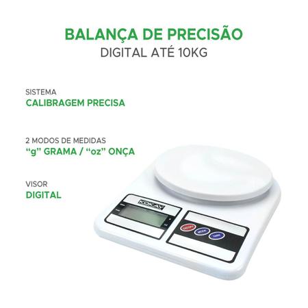 Imagem de Balança Digital Fitness 1g até 10kg Precisão Comida Kokay