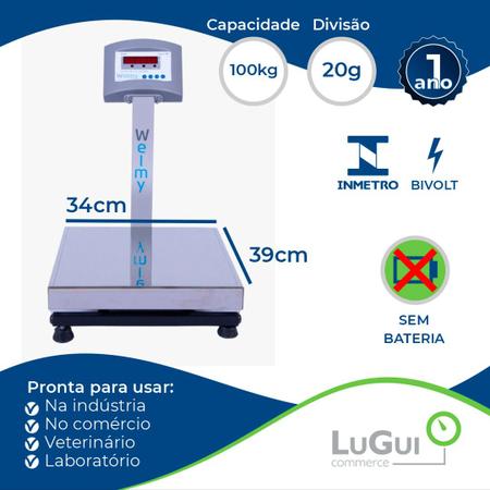 Imagem de Balança Digital Industrial Coluna 100kg 20g W100 Welmy