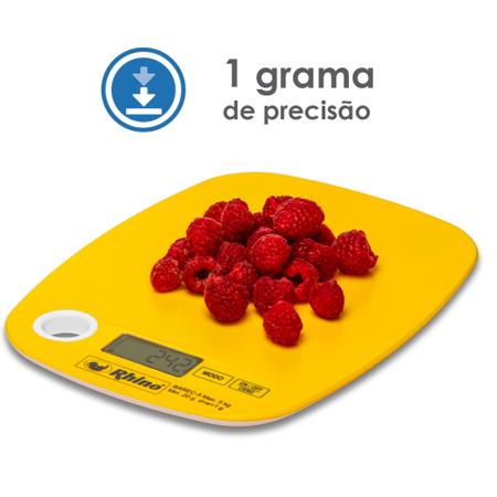 Imagem de Balança eletrônica retangular de cozinha 5 kg. / 1 g. Rhino BAREC-5. Design Ultra Leve e Compacto