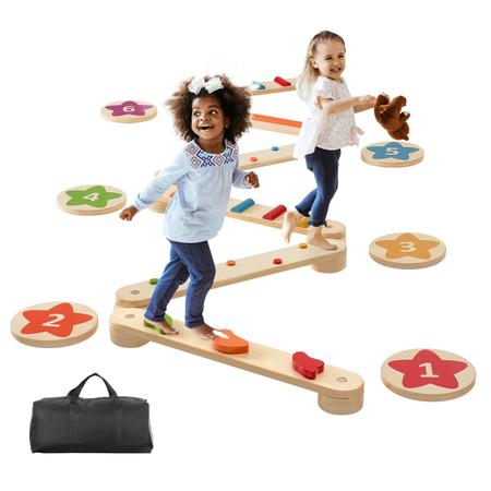 Imagem de Balance Beam Stepping Stones VEVOR Wooden Toddler 3-6 anos