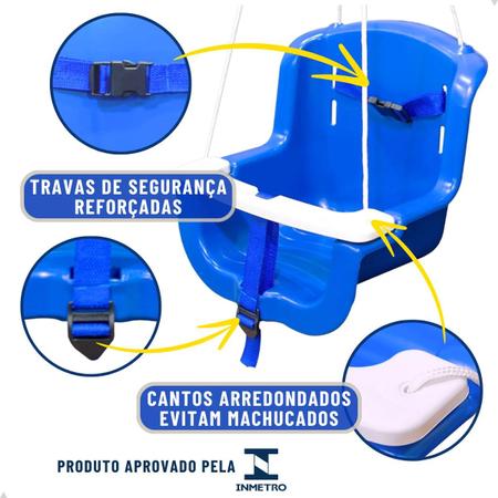 Imagem de Balanço Infantil de Plástico Cadeirinha Com Corda Azul