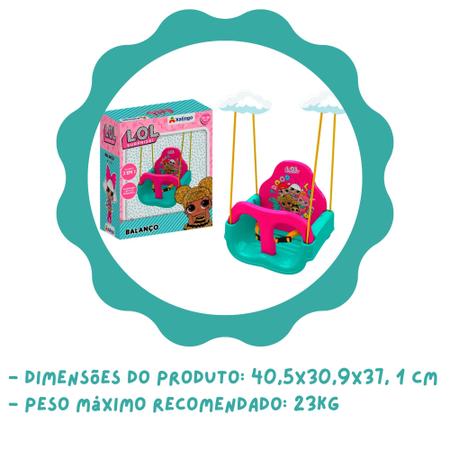 Imagem de Balanço Infantil Plástico LOL Suprise para Crianças entre 19 e 36 Meses Peso Máximo até 23Kg Xalingo - 21832